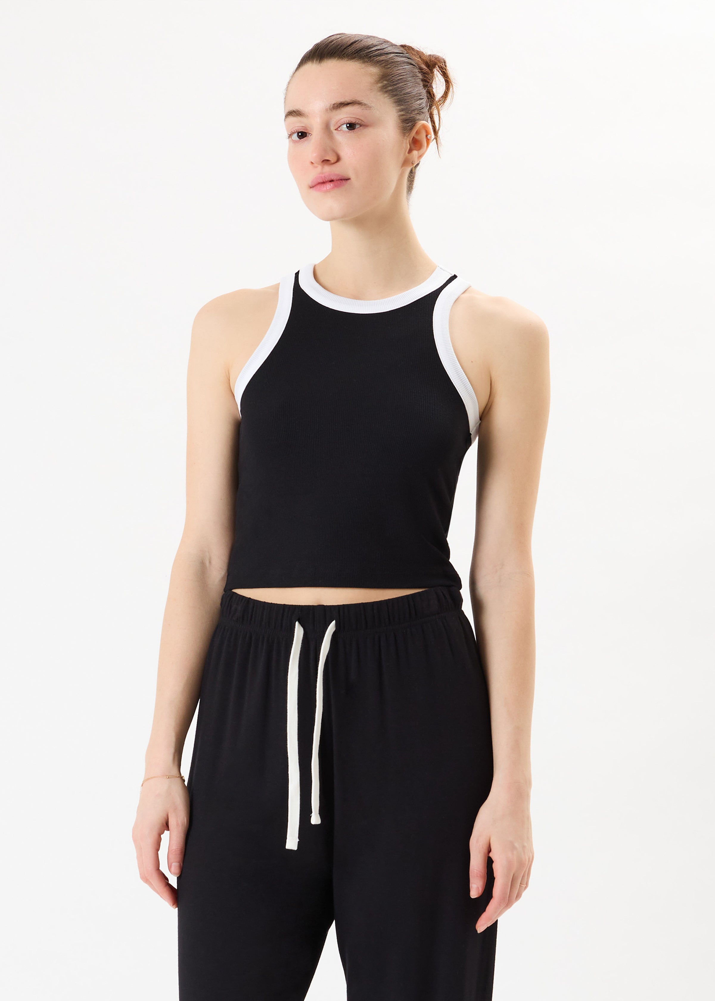 Kiki Rib Crop Tank - Black/White-Splits59-Happy on Main