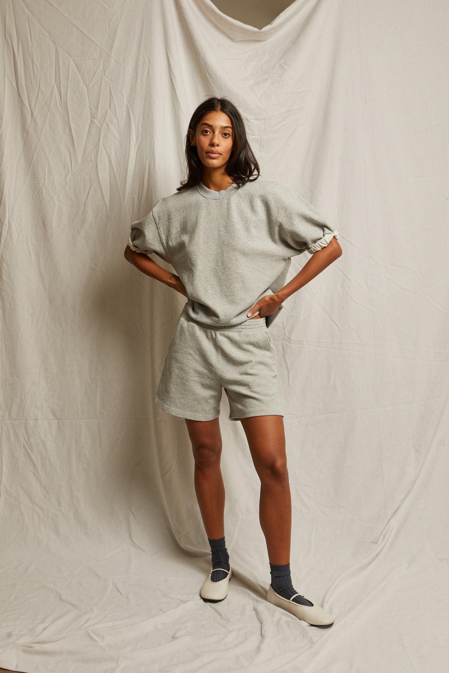 Rebecca French Terry 3/4 Puff Sleeve Sweatshirt-Sweatshirts-Happy on Main