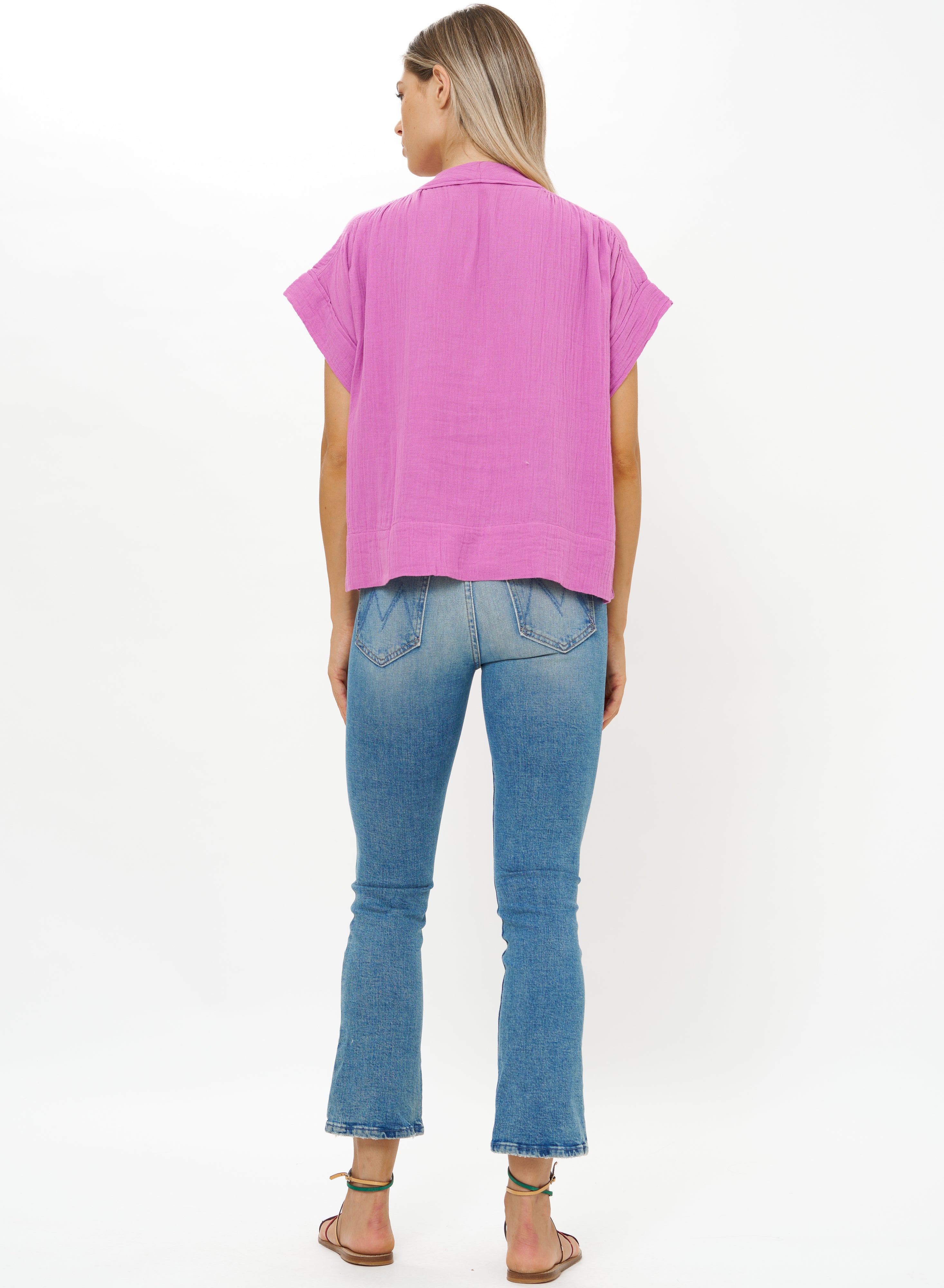 Roll Sleeve Top-Casual Tops-Happy on Main