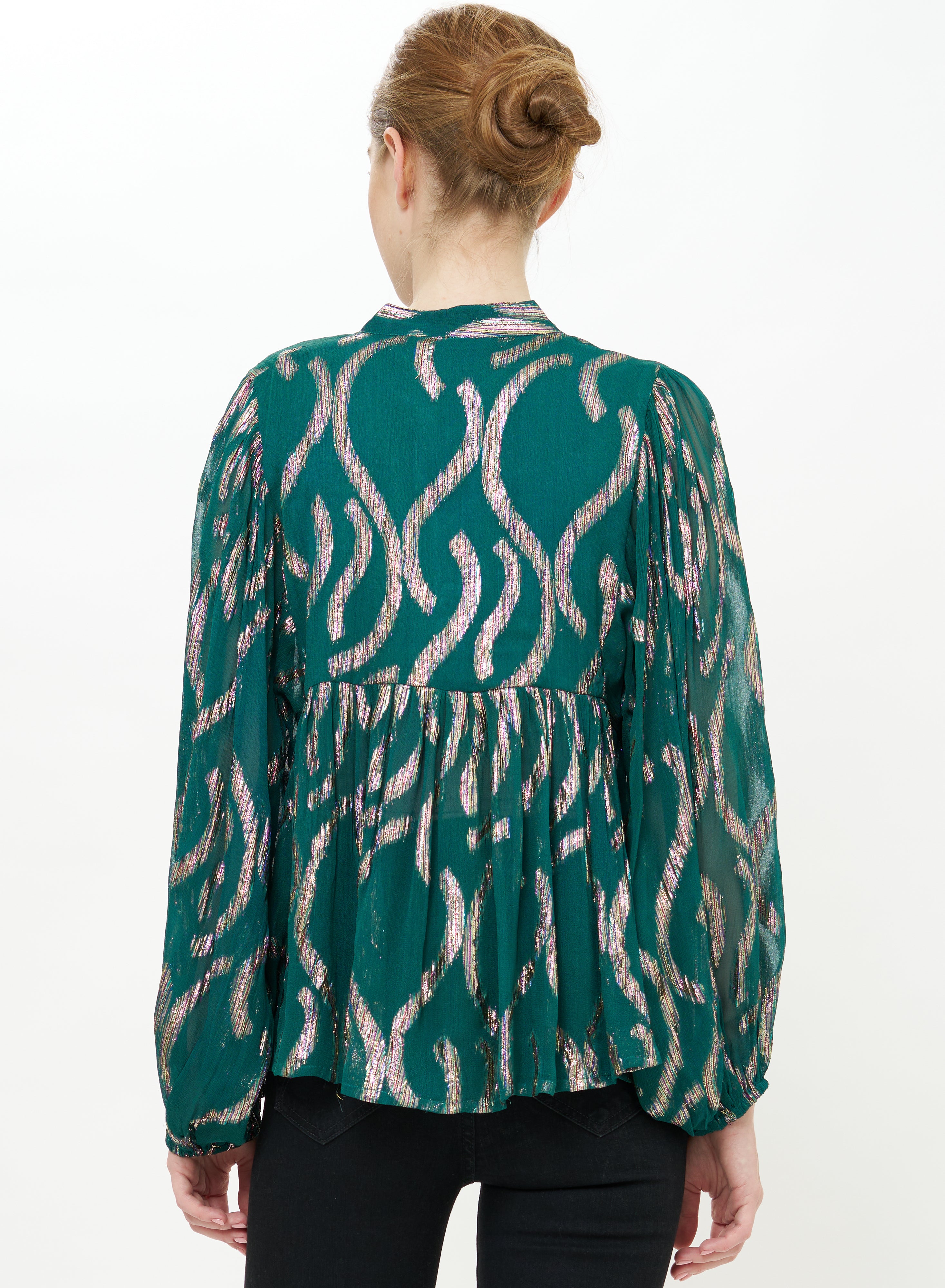 Mandarin Balloon Top - Borealis Jade-Oliphant-Happy on Main