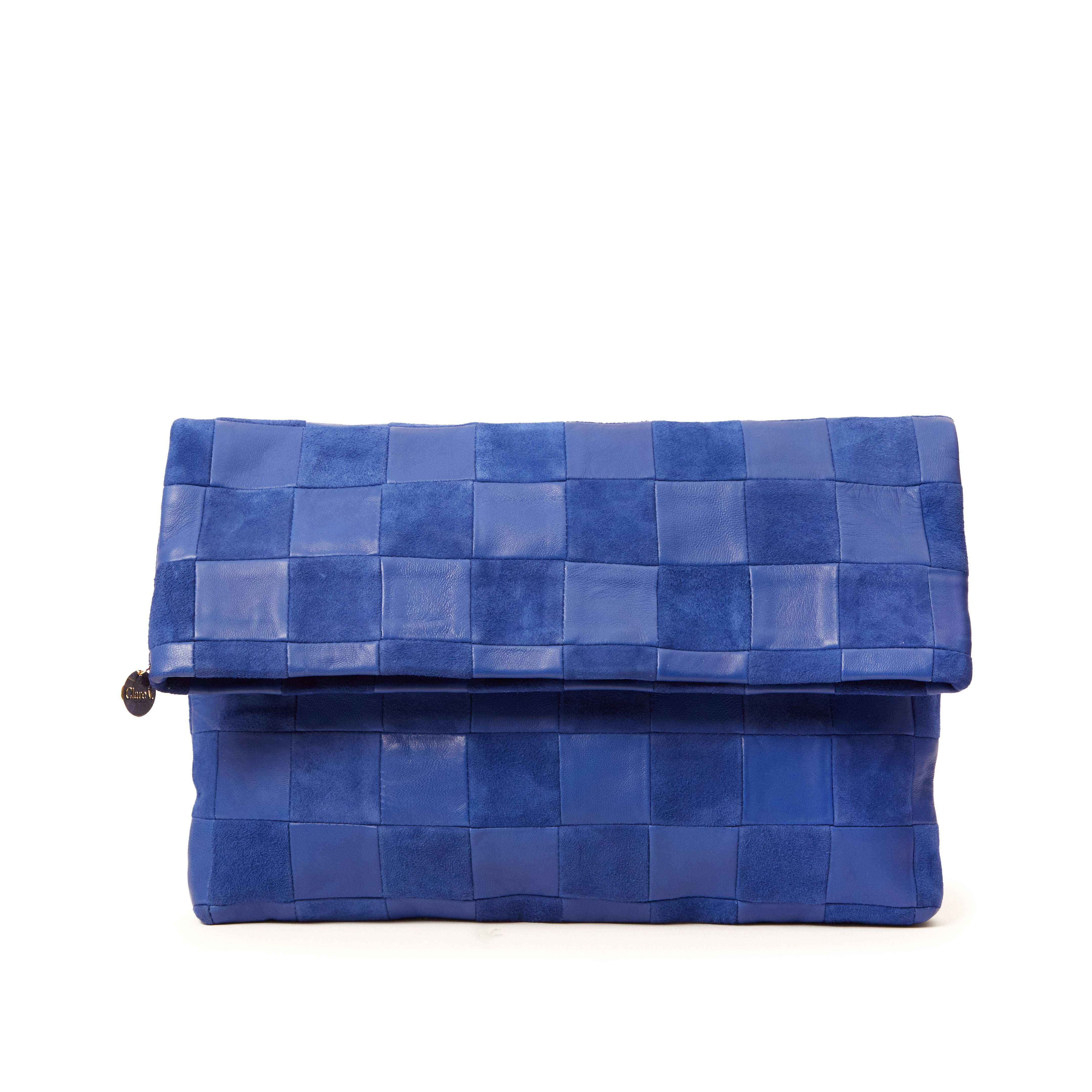 Carryall Clutch w/ Tabs - Nappa & Suede Oversized Checker-Handbags-Happy on Main