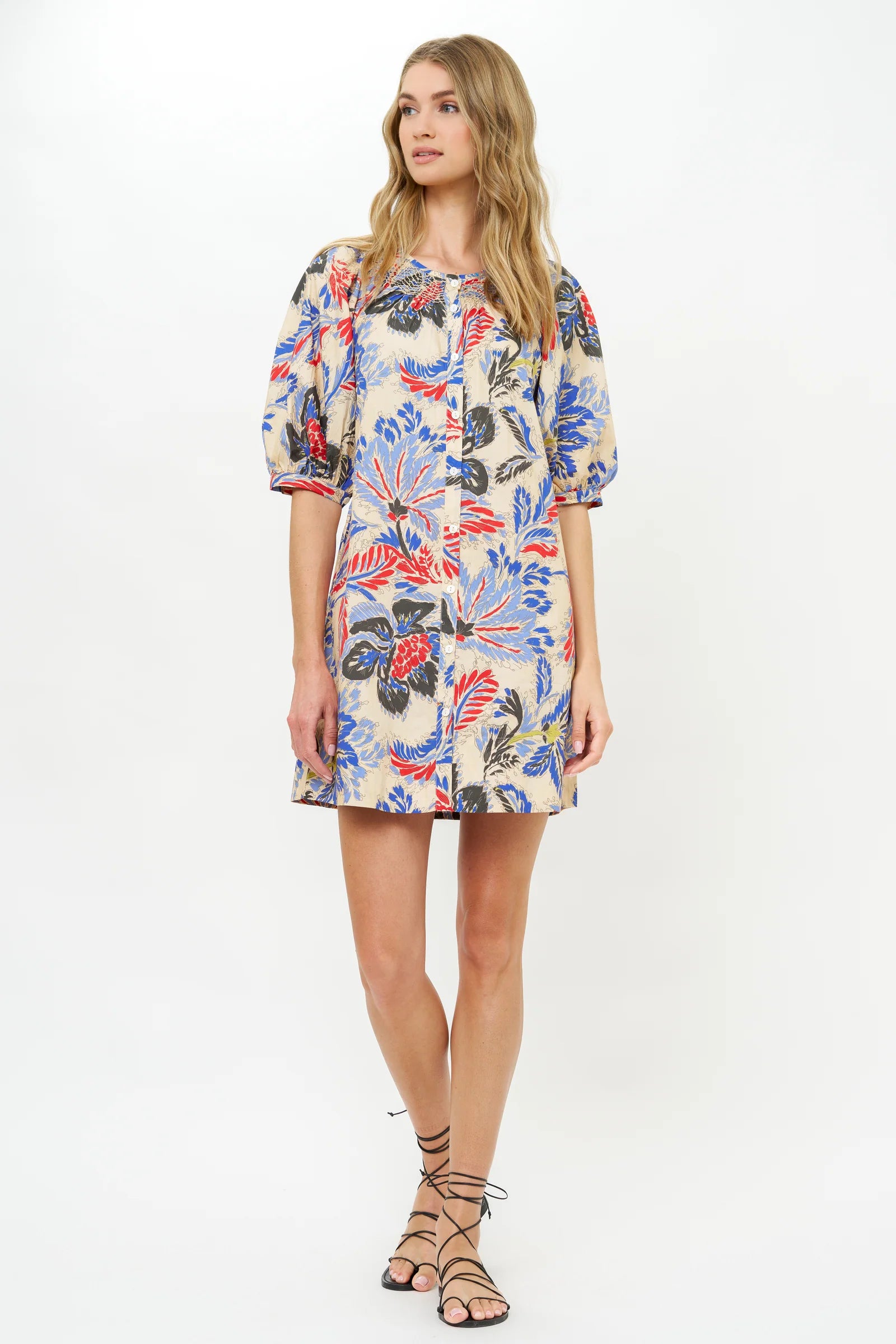 Embroidered Button Mini - Chennai Cobalt-Oliphant-Happy on Main