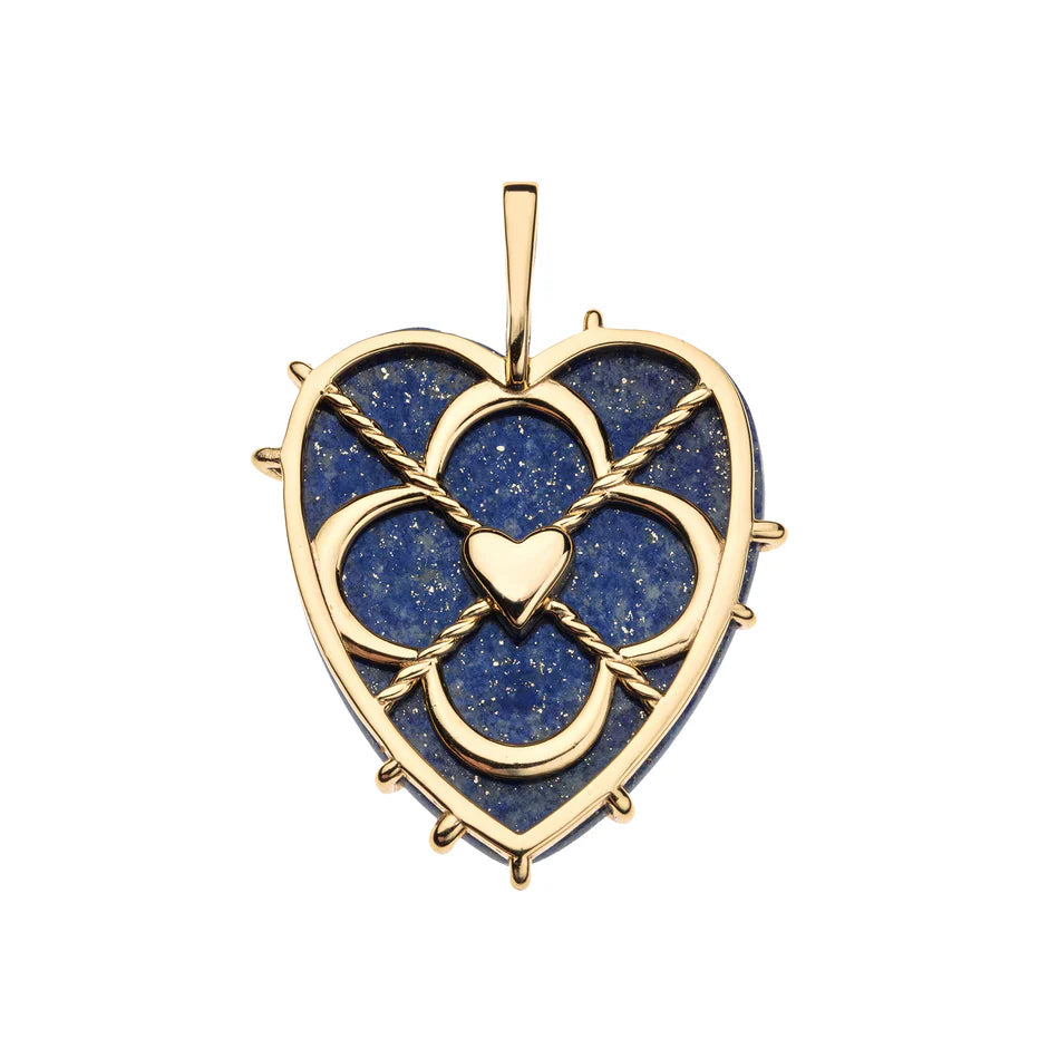 LOVE Carry Your Heart Pendant in Lapis - 18" Drawn Link Chain-Jane Win-Happy on Main