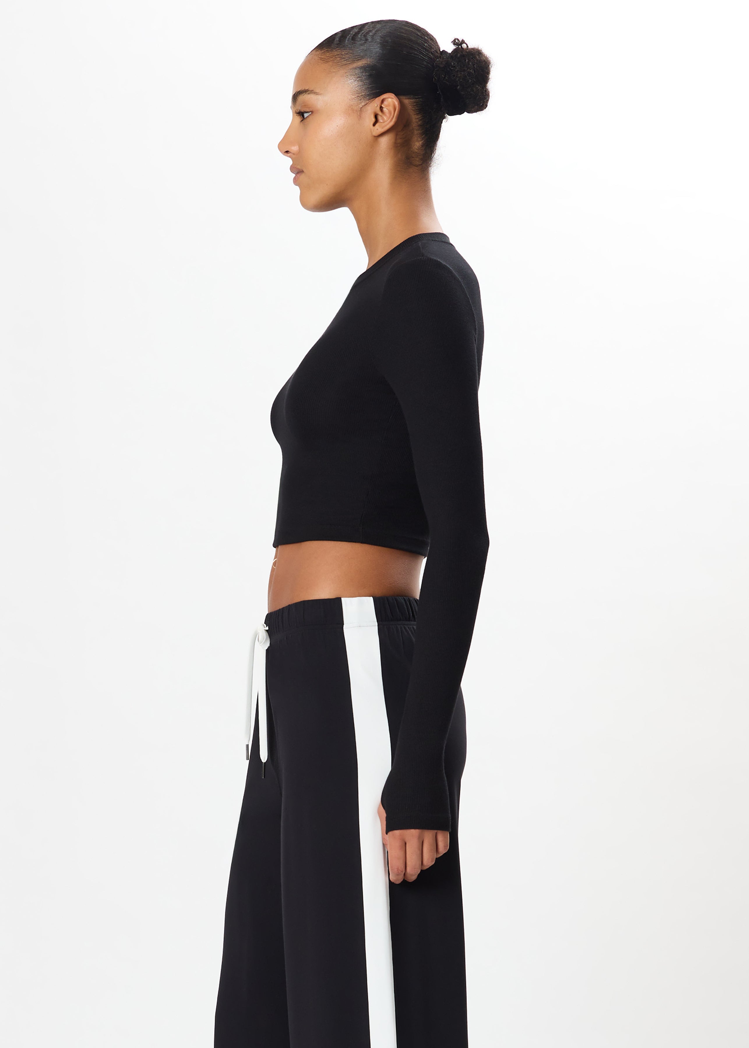 Louise Rib Long Sleeve Crop - Black-Splits59-Happy on Main