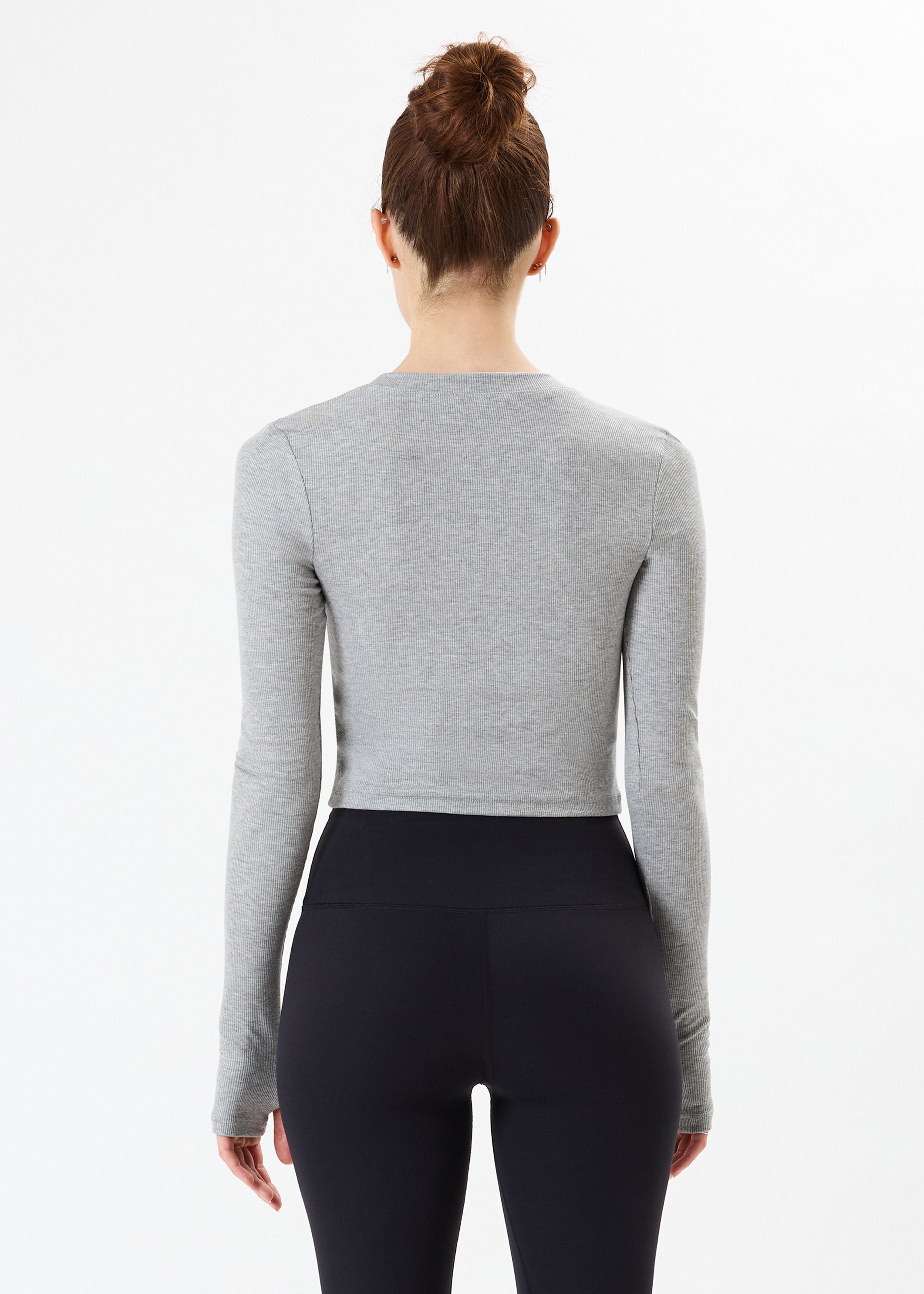 Louise Rib Long Sleeve Crop - Heather Grey-Splits59-Happy on Main