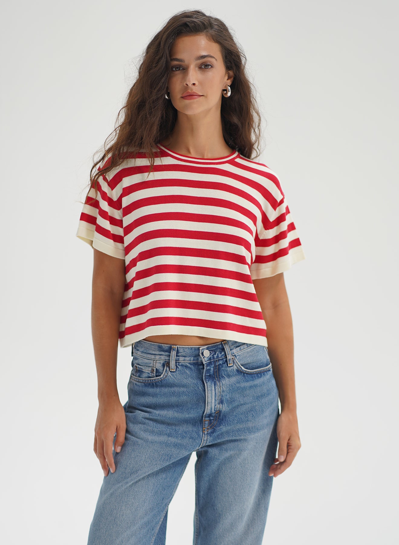 Kori Stripe Short Sleeve - Red/Ivory Stripe-LNA-Happy on Main