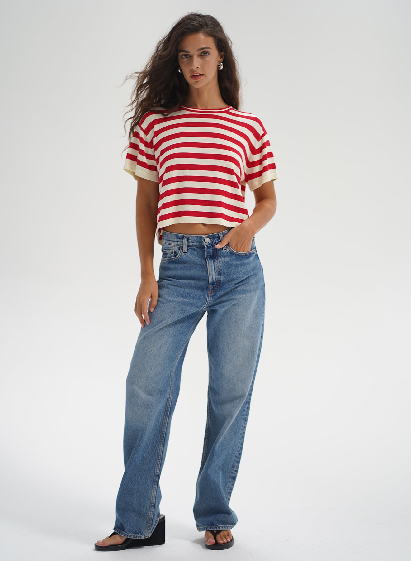 Kori Stripe Short Sleeve - Red/Ivory Stripe-LNA-Happy on Main