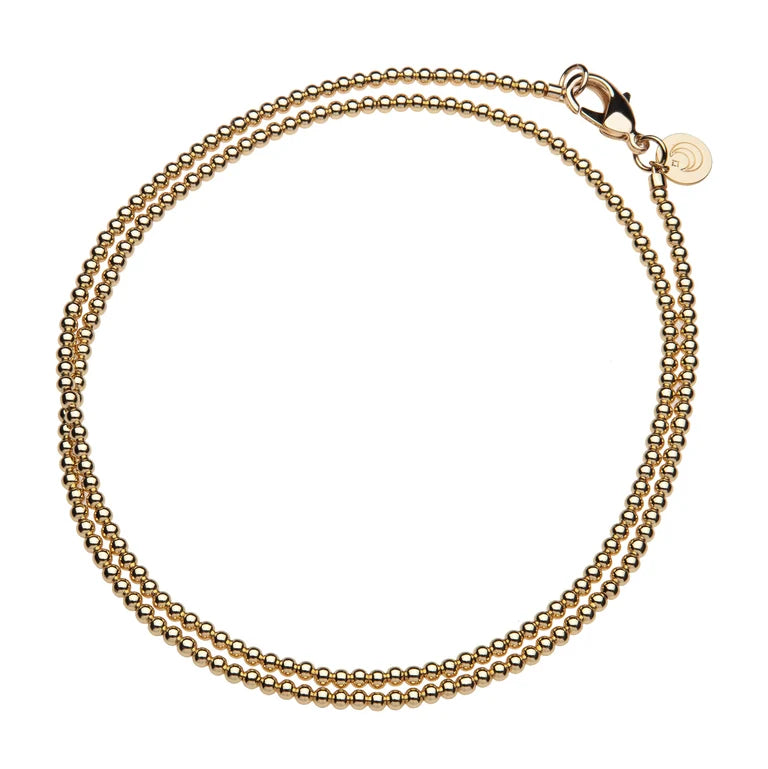 Gold Bead Double Wrap Necklace-Jane Win-Happy on Main