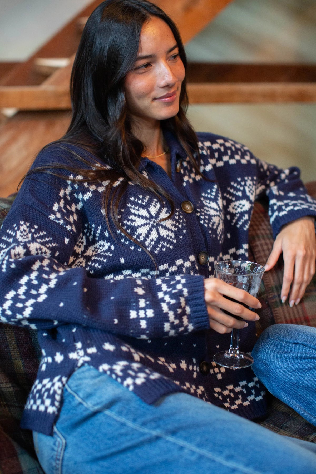 Elin Sweater - Navy/Ivory