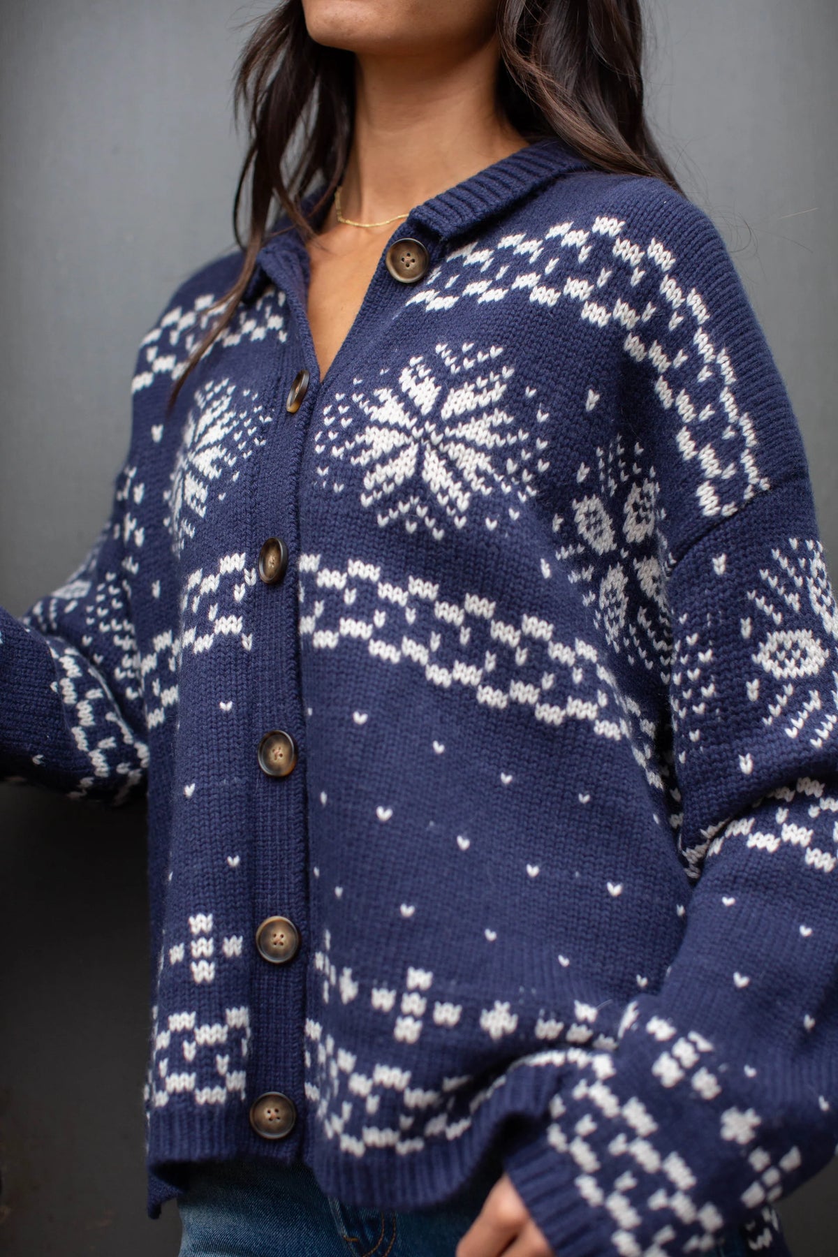 Elin Sweater - Navy/Ivory
