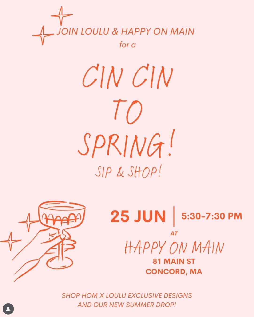 Cin-cin to Spring! Sip and Shop.-Happy on Main-Happy on Main
