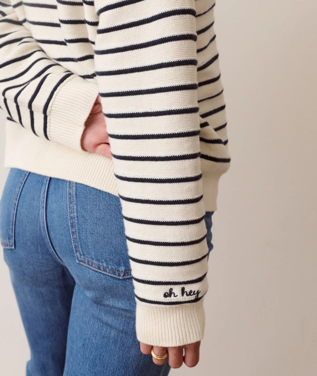 Valerie Polo Sweater - Cream & Twilight Stripe-Marine Layer-Happy on Main