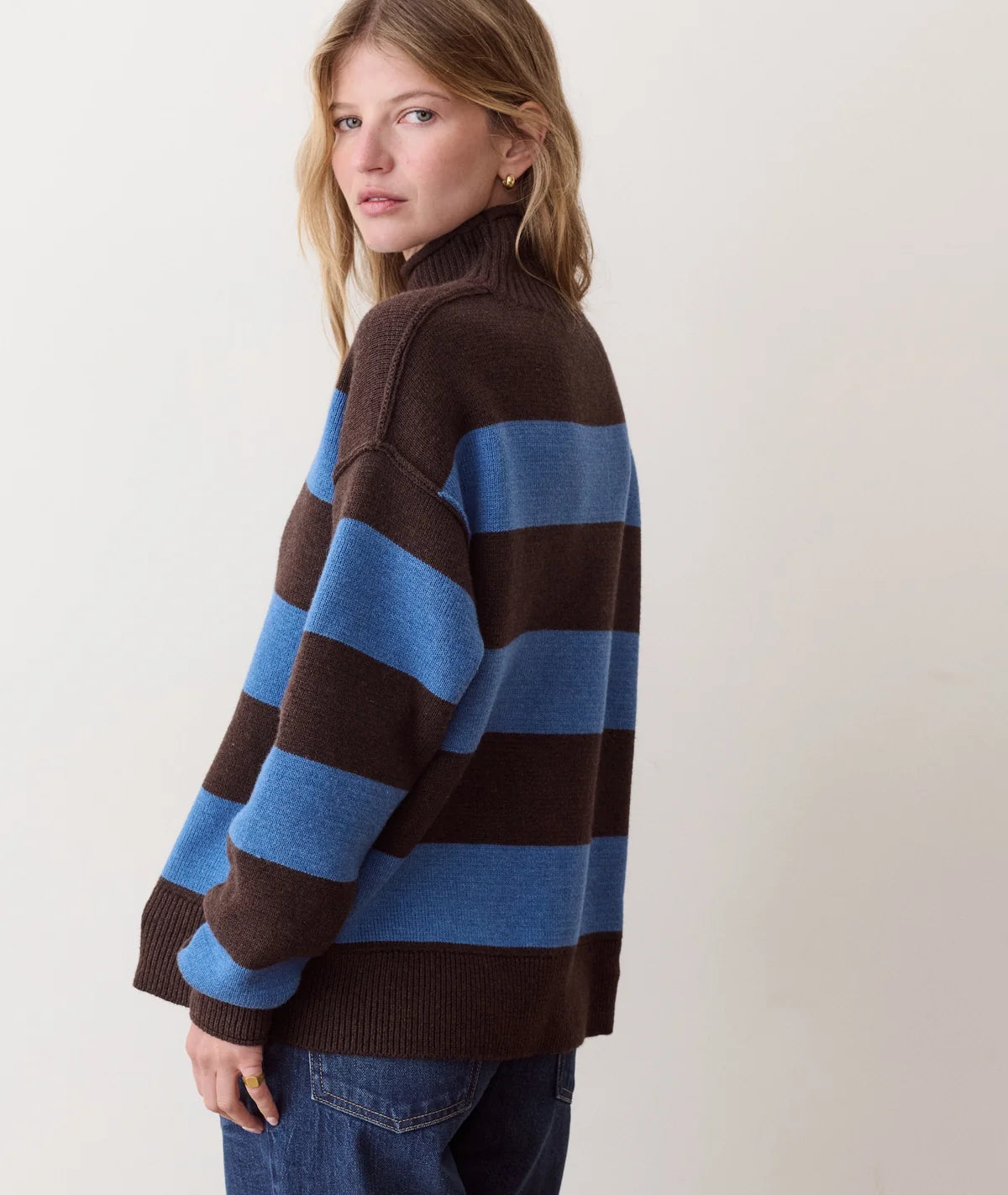 Maggie Rollneck Sweater - Chocolate & Coronet