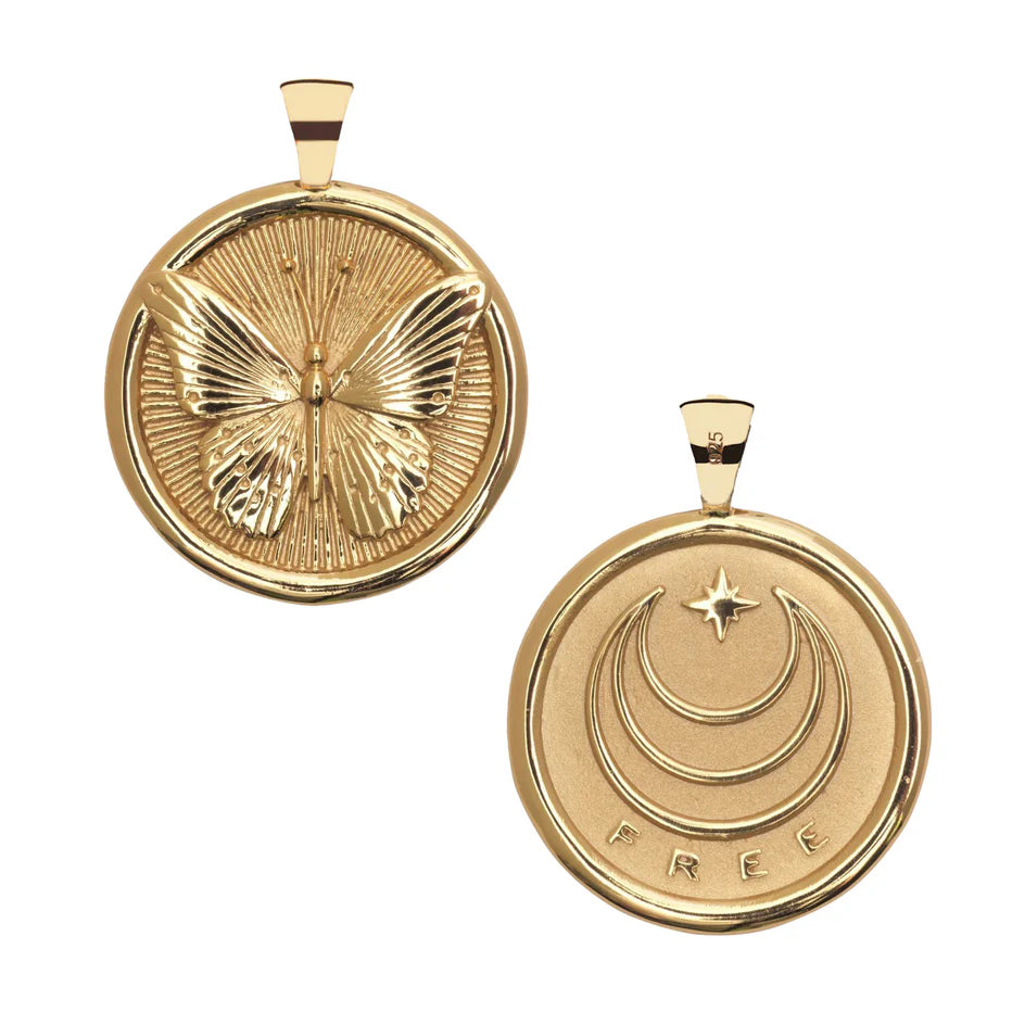 FREE JW Original Pendant Coin 18" Drawn Link Chain-Jane Win-Happy on Main