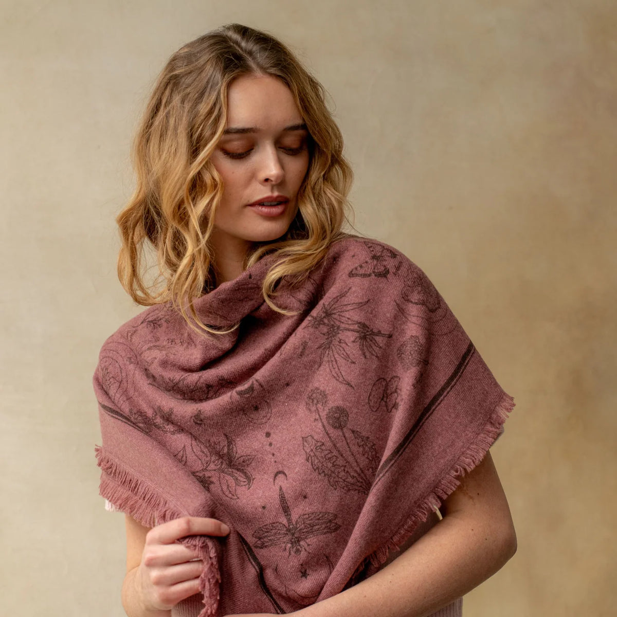 Gaia Cashmere Bandana - Mauve/Brown-Freya-Happy on Main