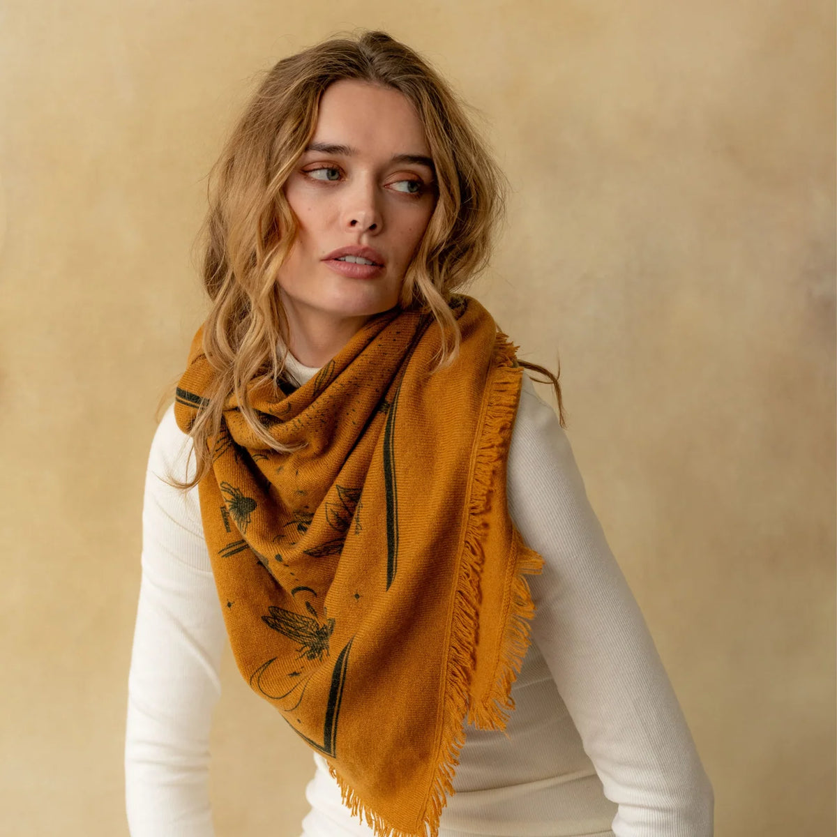 Gaia Cashmere Bandana - Ginger/Black-Freya-Happy on Main