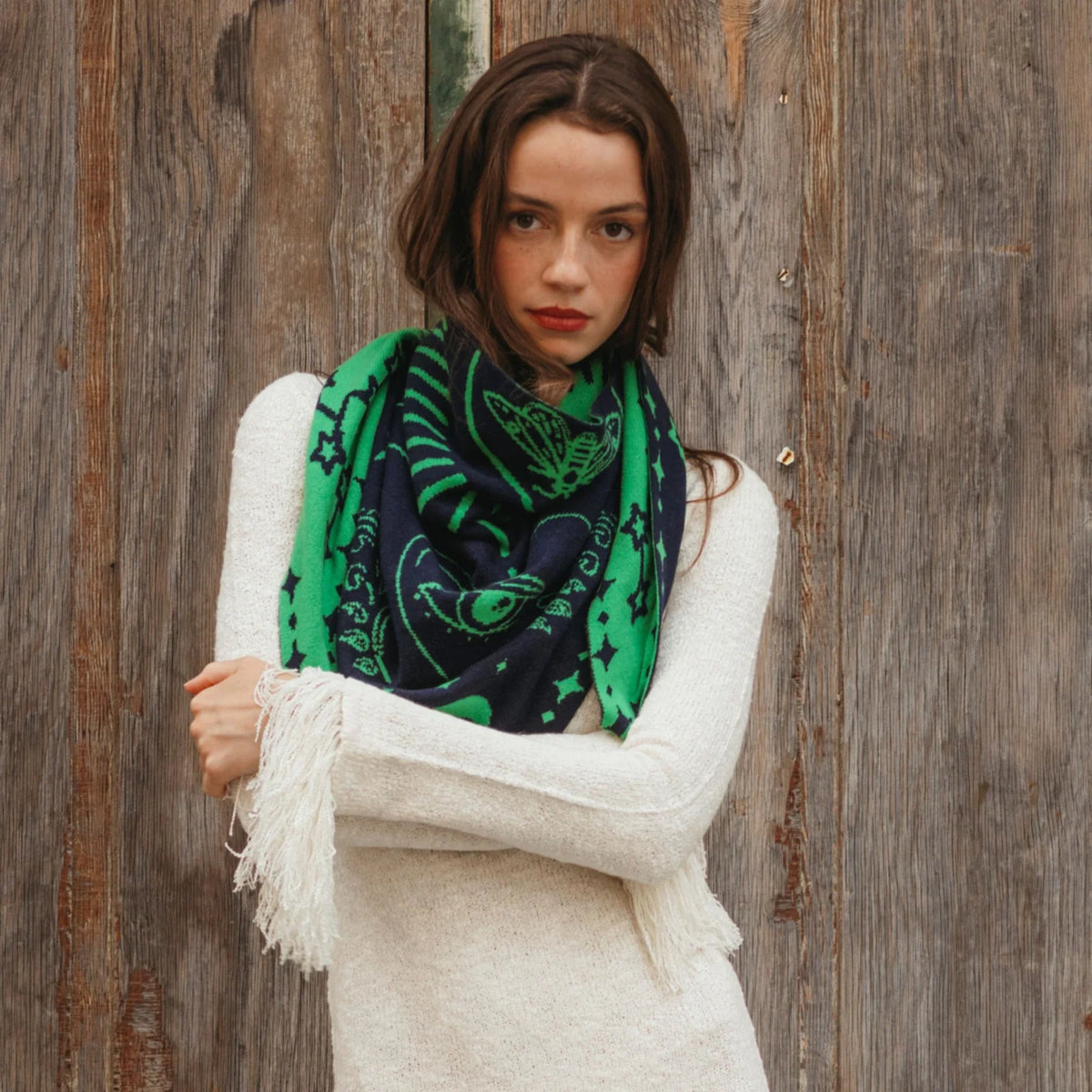 Alchemist Triangle Scarf - Navy/Lime-Freya-Happy on Main