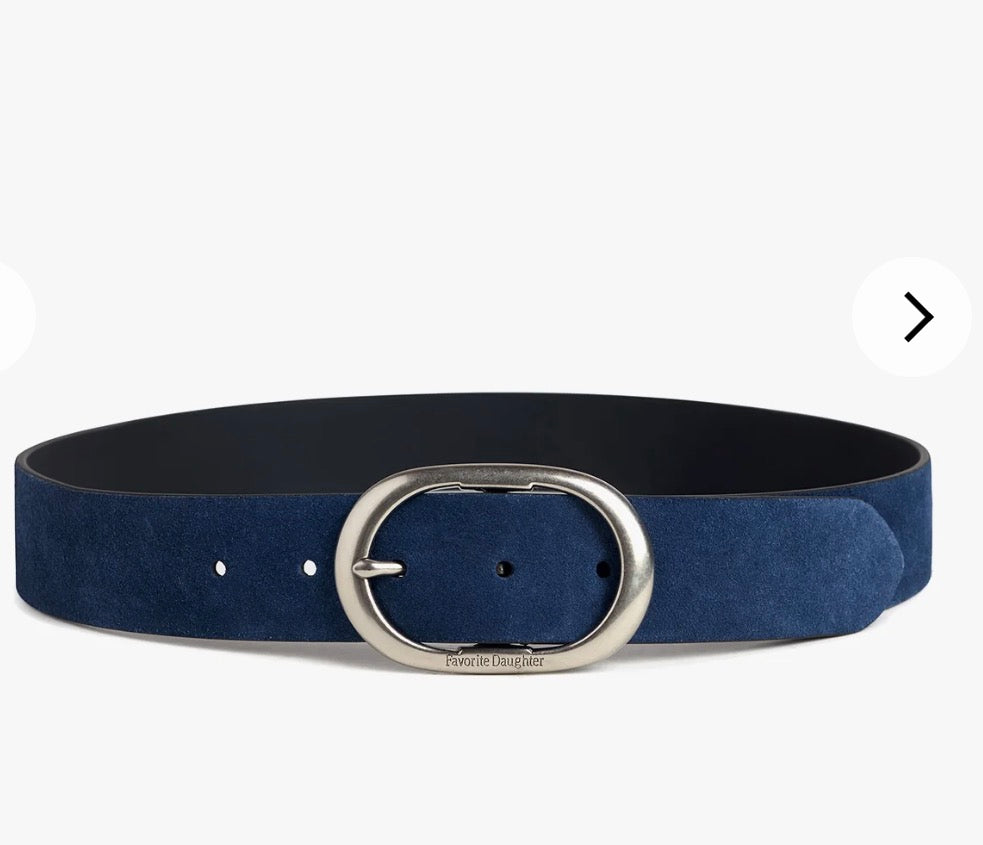 The Suede Jean Belt - Navy/Tumbled Nickel-Favorite Daughter-Happy on Main