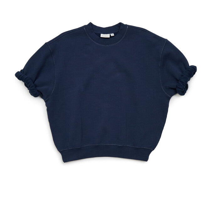 Short Sleeve Oversized Sweatshirt - Navy-Clare V.-Happy on Main