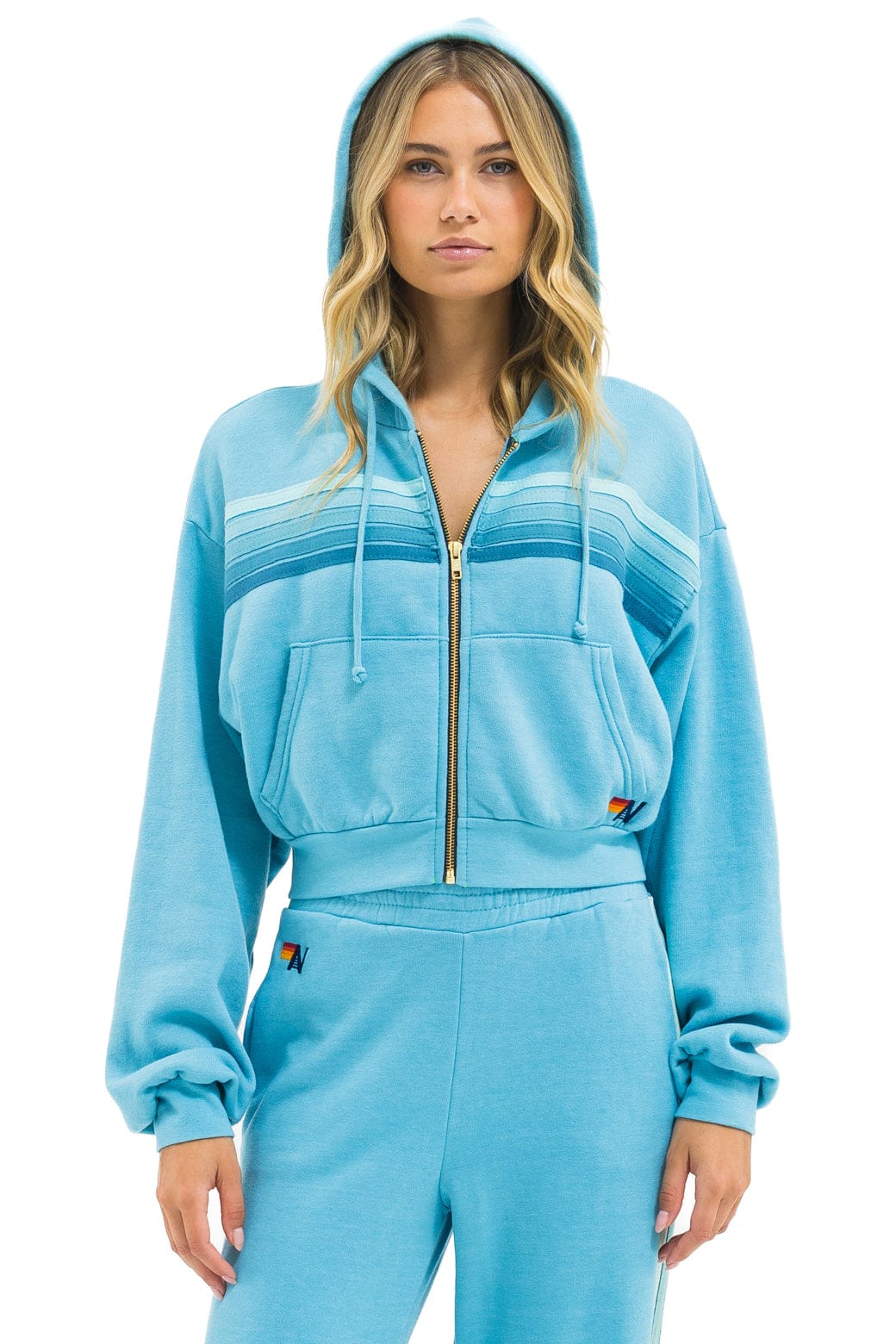 5 Stripe Zip Hoodie - Aquamarine/Aqua-Aviator Nation-Happy on Main