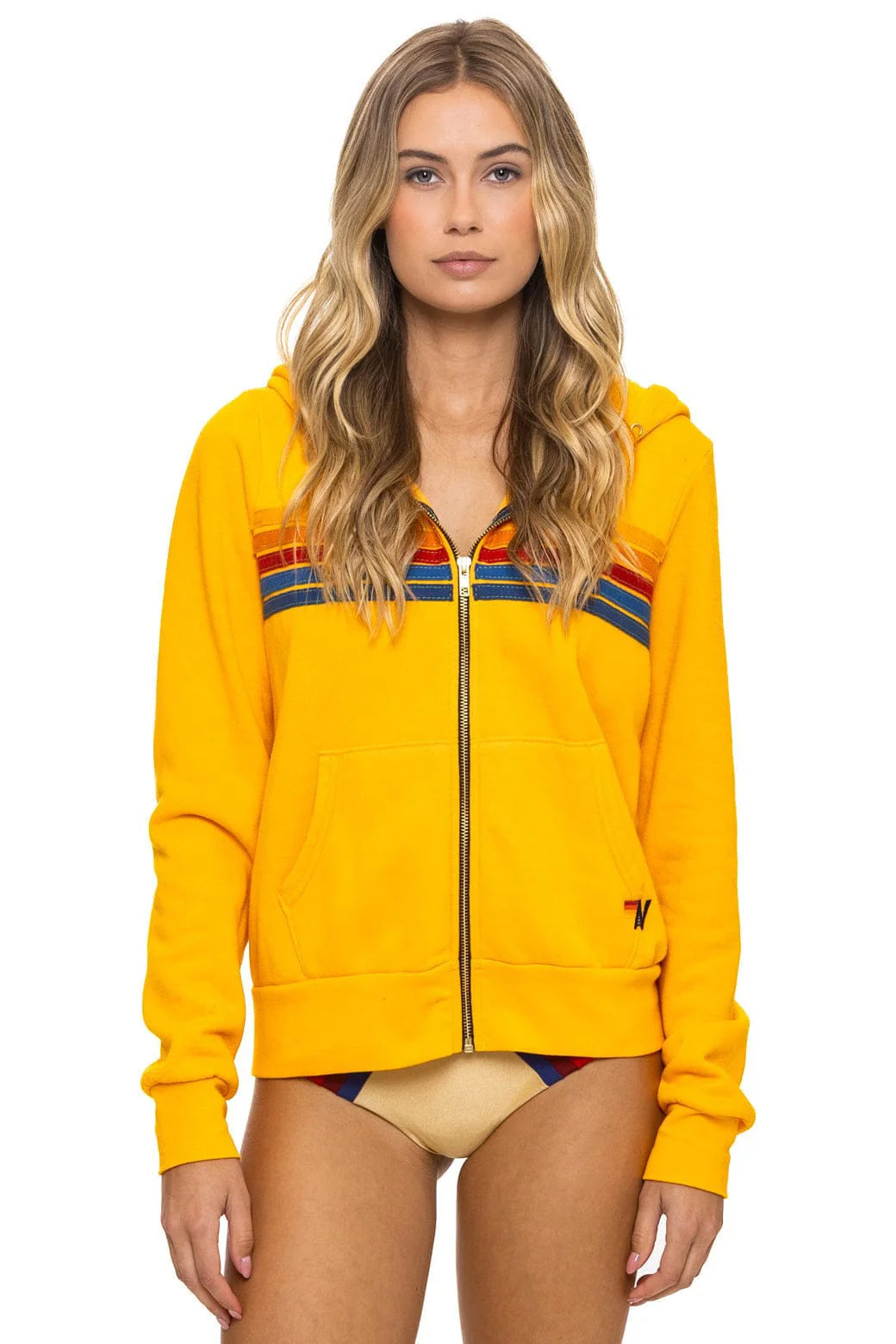 5 Stripe Zip Hoodie - Gold-Aviator Nation-Happy on Main