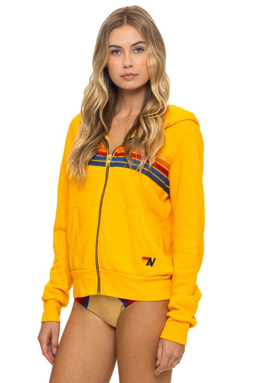 5 Stripe Zip Hoodie - Gold-Aviator Nation-Happy on Main