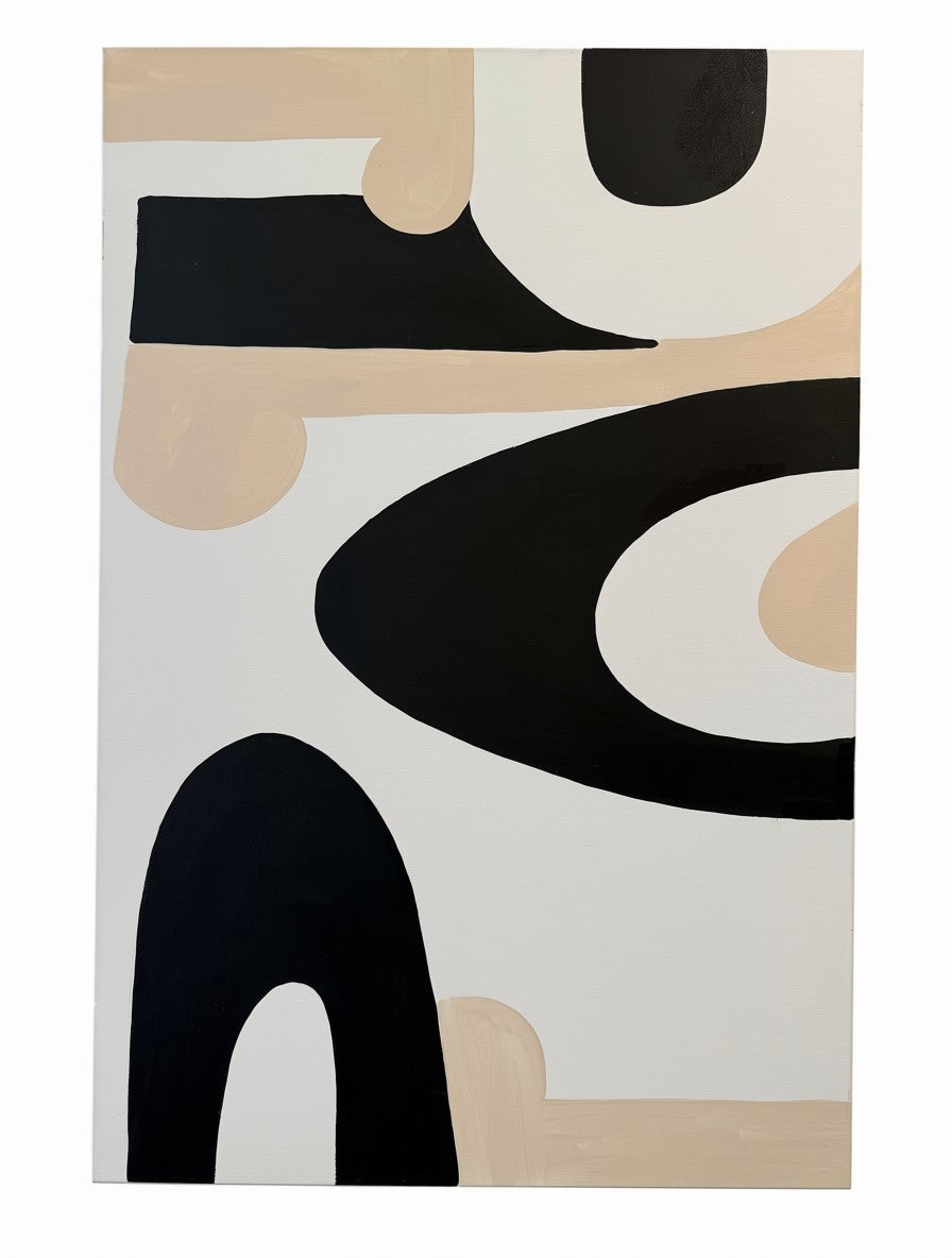 Happy Diptych in Neutrals (Single Panel)-Mary Ellen Harney-Happy on Main