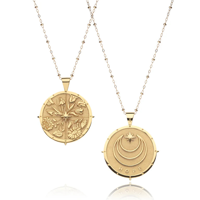 HOPE JW Original Pendant Coin - 18" Drawn Link Chain $170.00/ea-Jane Win-Happy on Main