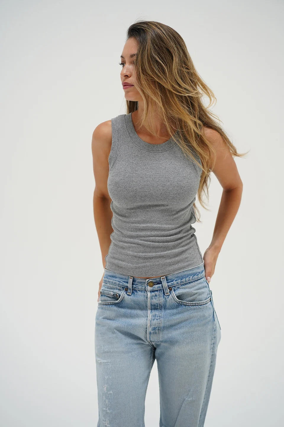 Double Layer Ribbed Tank-LNA-Happy on Main