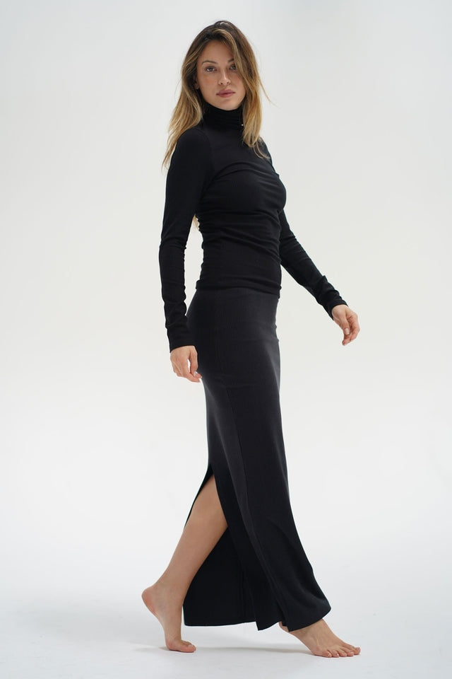 Reed Ribbed Long Sleeve Turtleneck - Black-LNA-Happy on Main