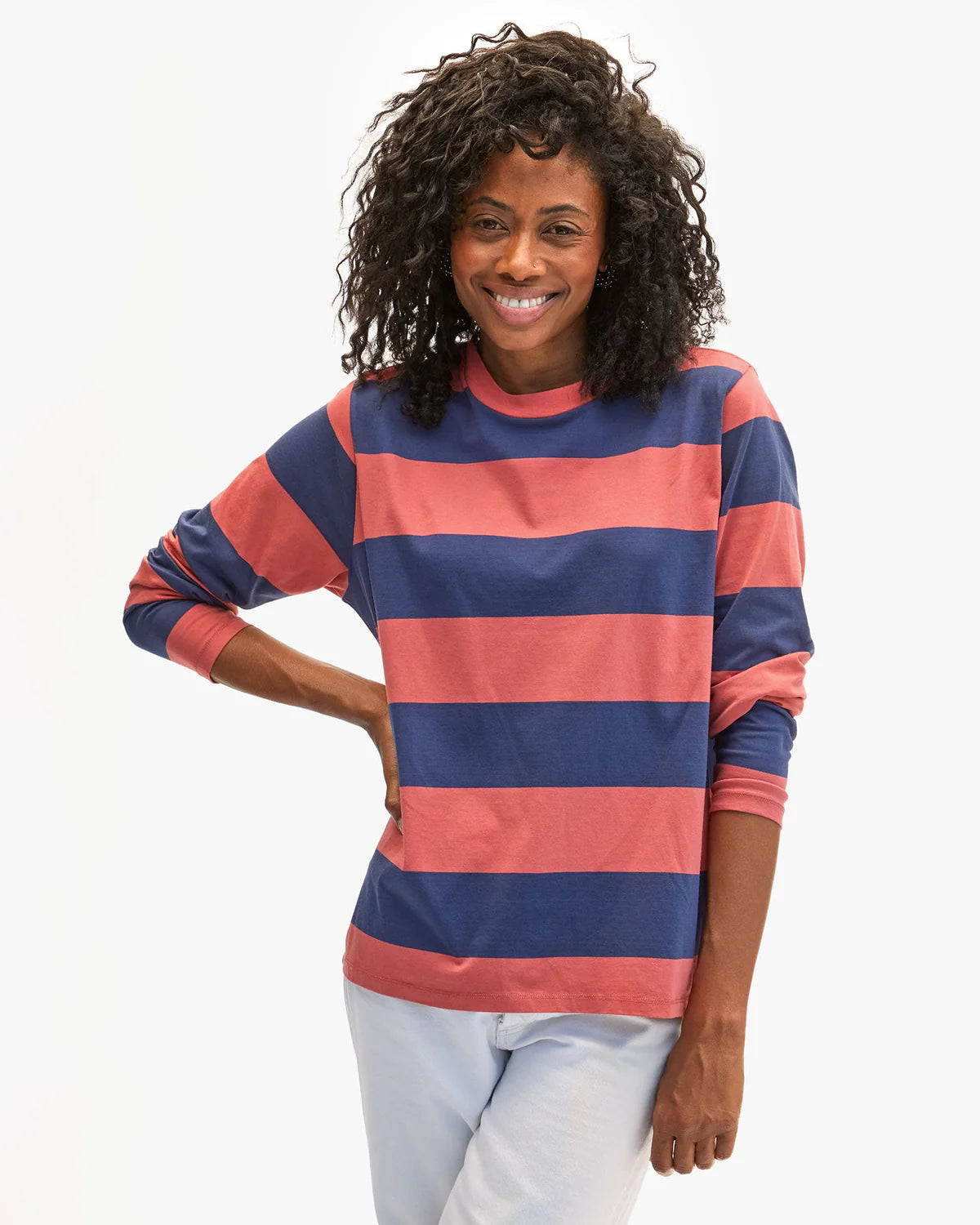 Long Sleeve Tee - Vintage Poppy/Navy-Clare V.-Happy on Main