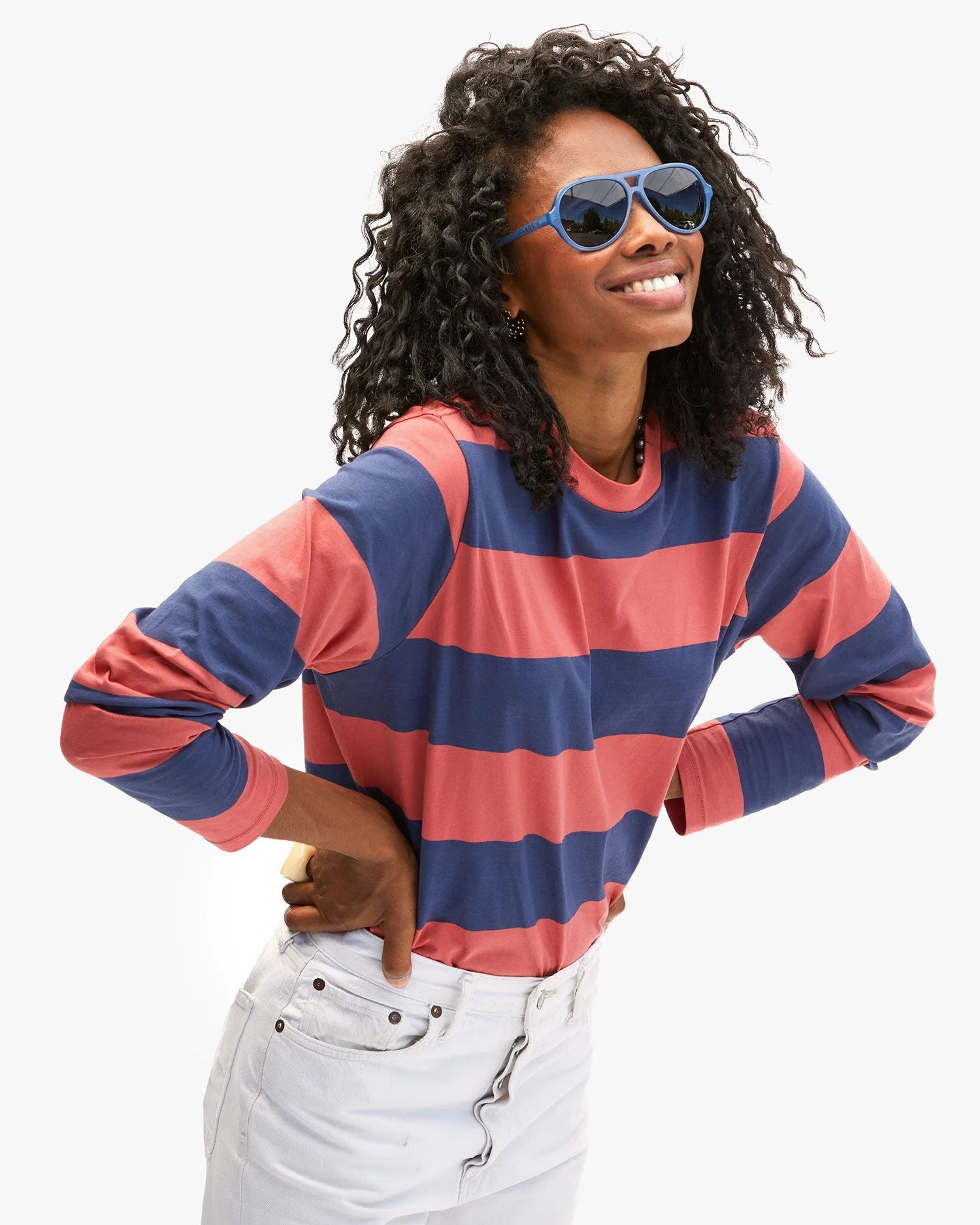 Long Sleeve Tee - Vintage Poppy/Navy-Clare V.-Happy on Main