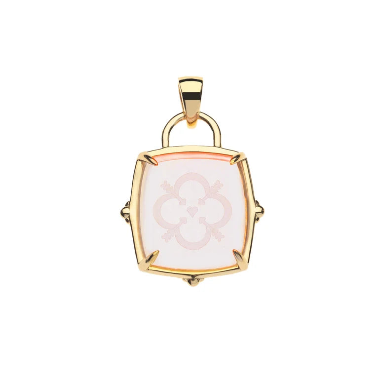 LOVE Carved Glass Pendant - 16-18" Classic Rolo Chain-Jane Win-Happy on Main