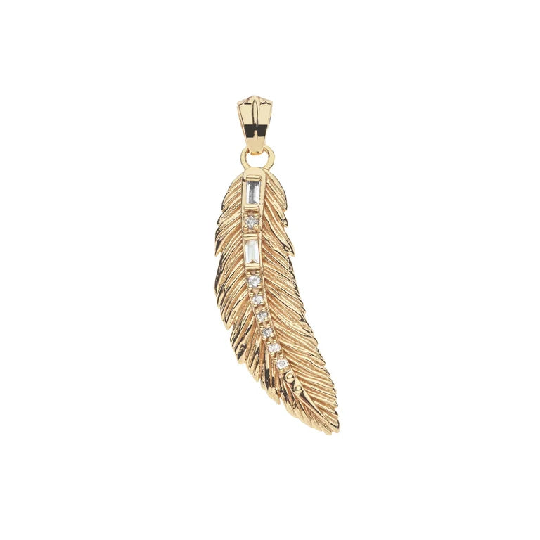 LUCKY Feather Pendant - 18-20" Delicate Adjustable Chain-Jane Win-Happy on Main