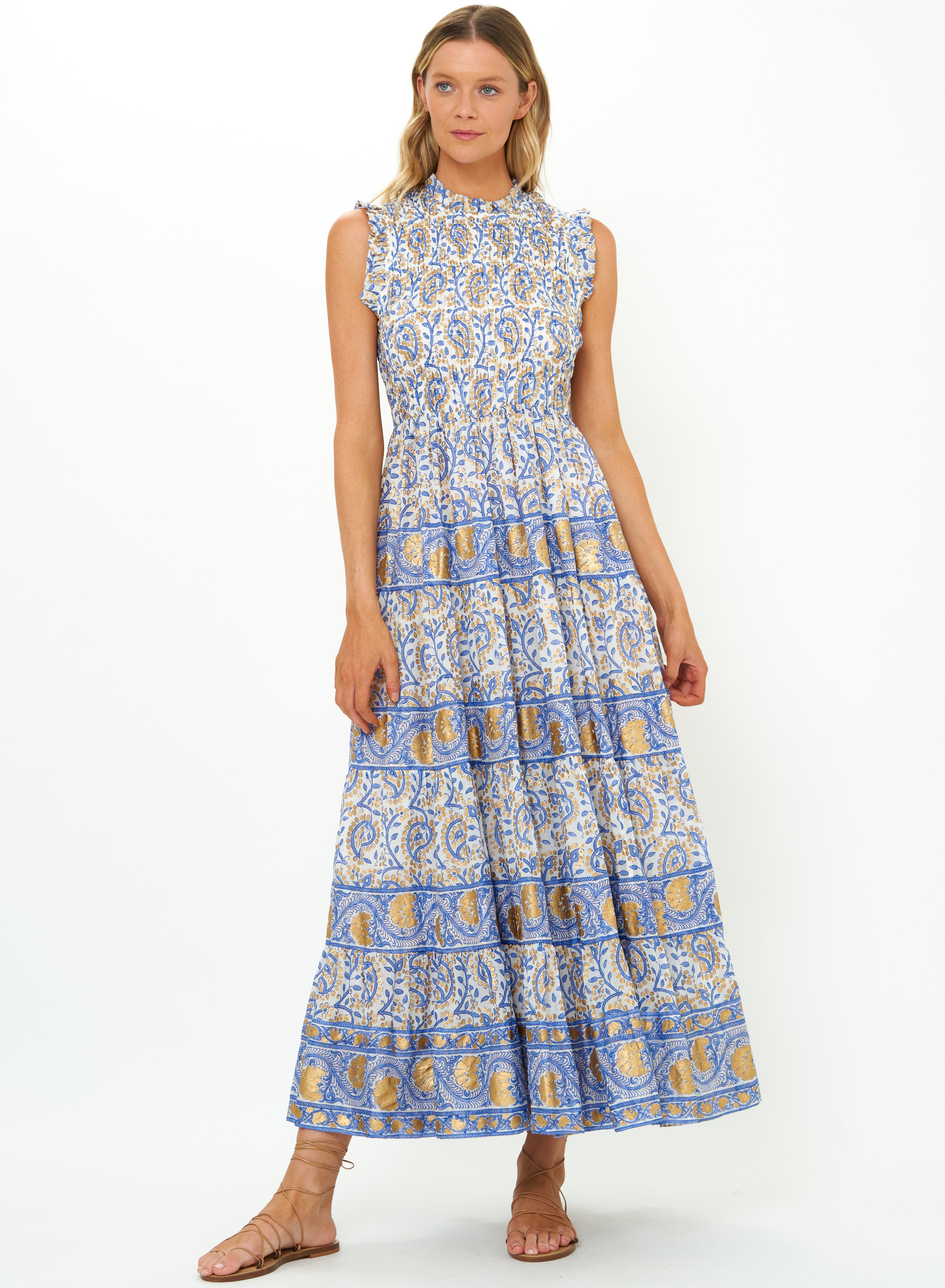 Sleeveless Smocked Maxi-Casual Dresses-Happy on Main