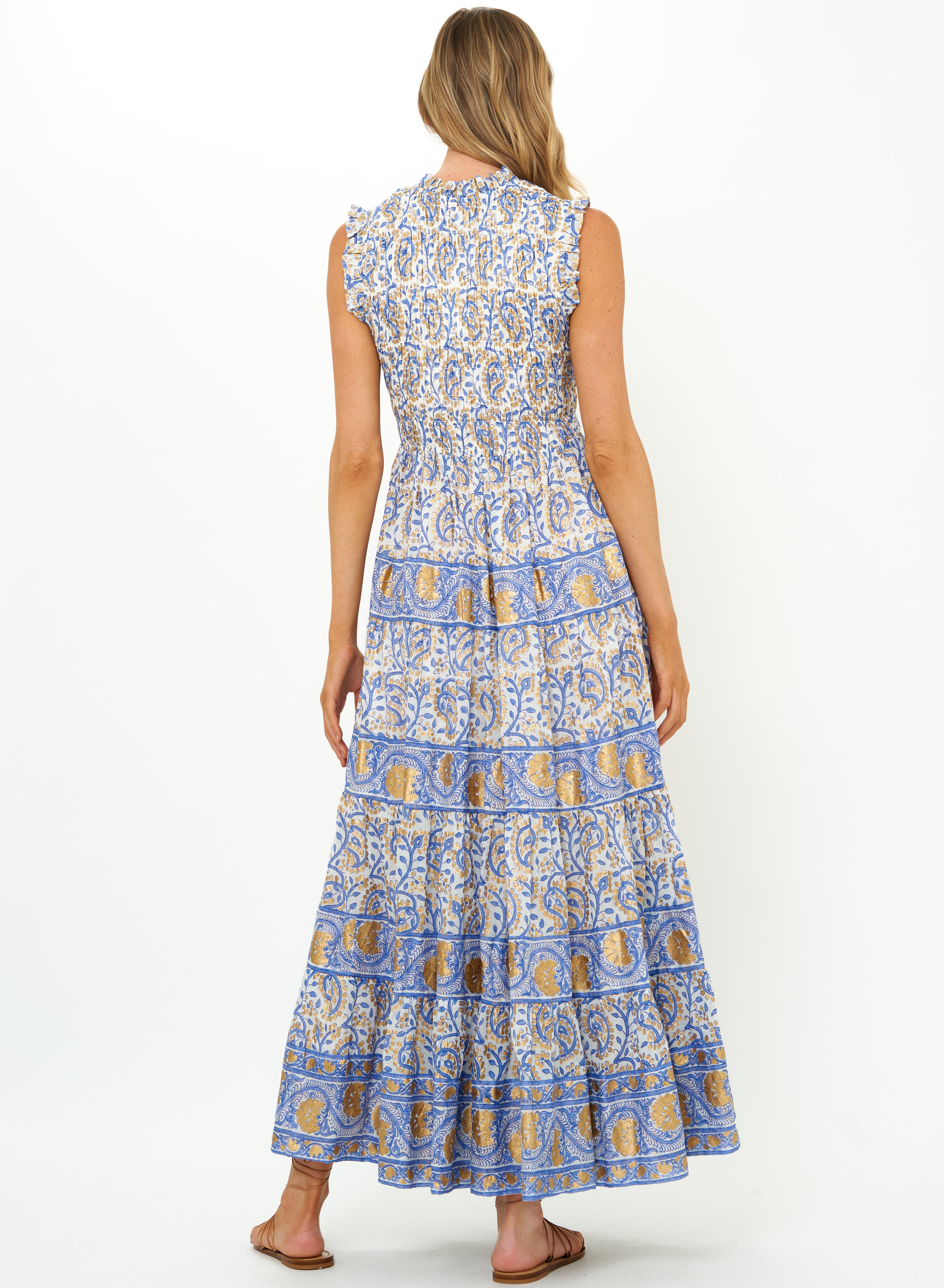 Sleeveless Smocked Maxi-Casual Dresses-Happy on Main