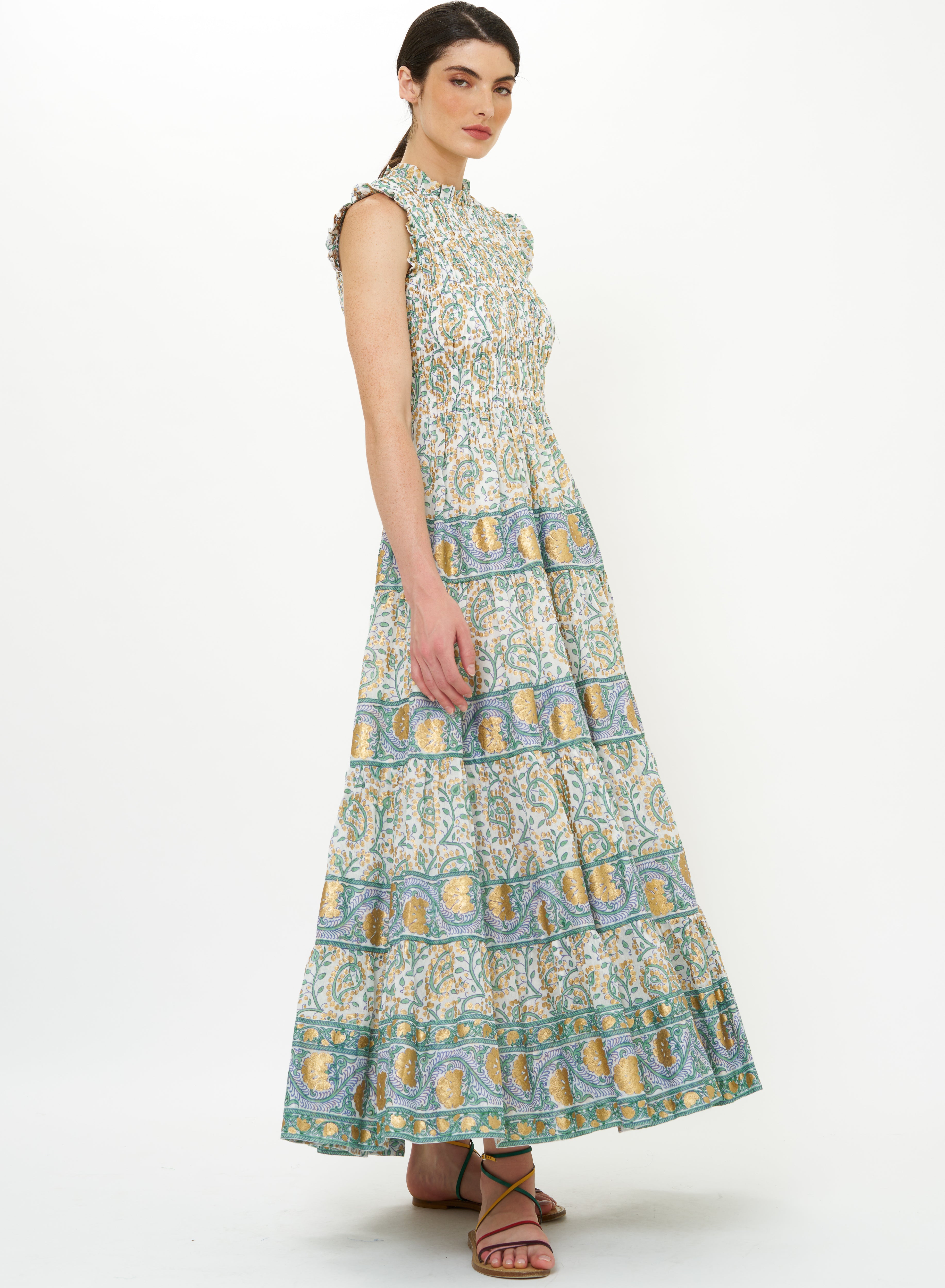 Sleeveless Smocked Maxi-Dressy Dresses-Happy on Main