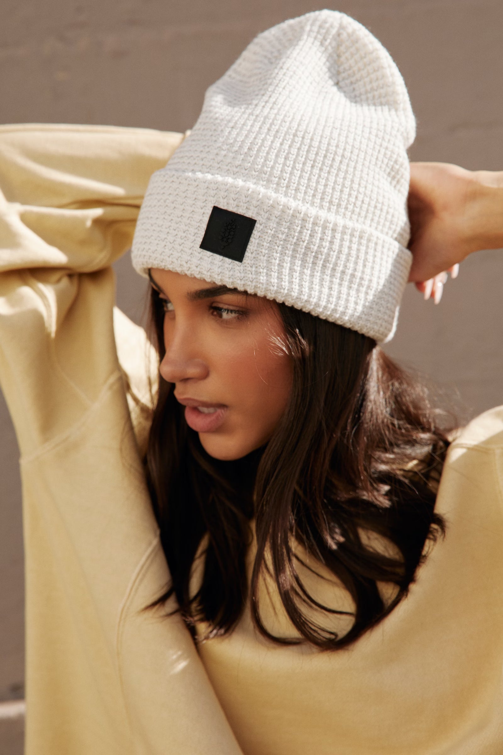 Lets Race Fleece-Lined Beanie - Ivory