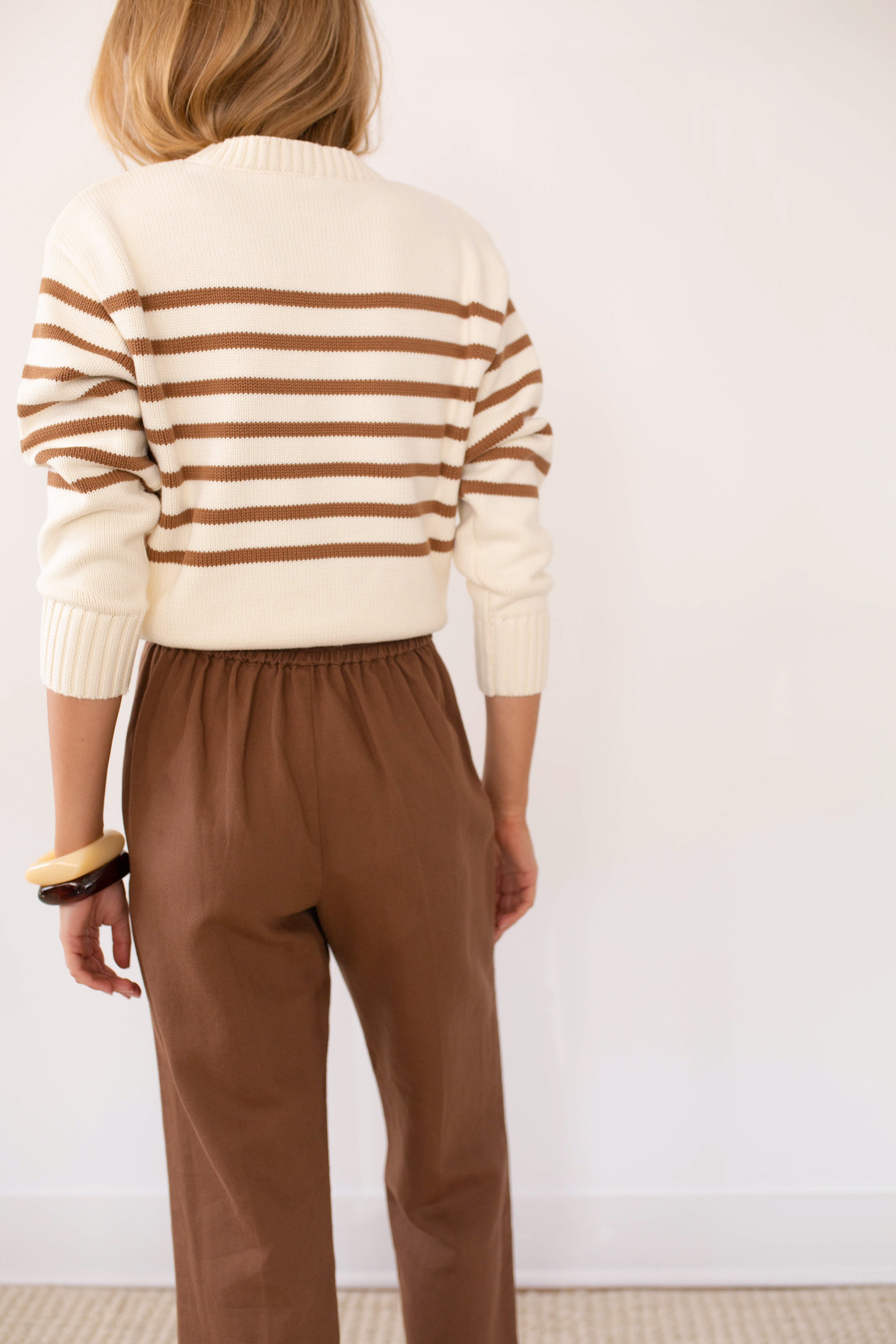Lake Sweater - Ivory/Camel Stripe-Marea-Happy on Main