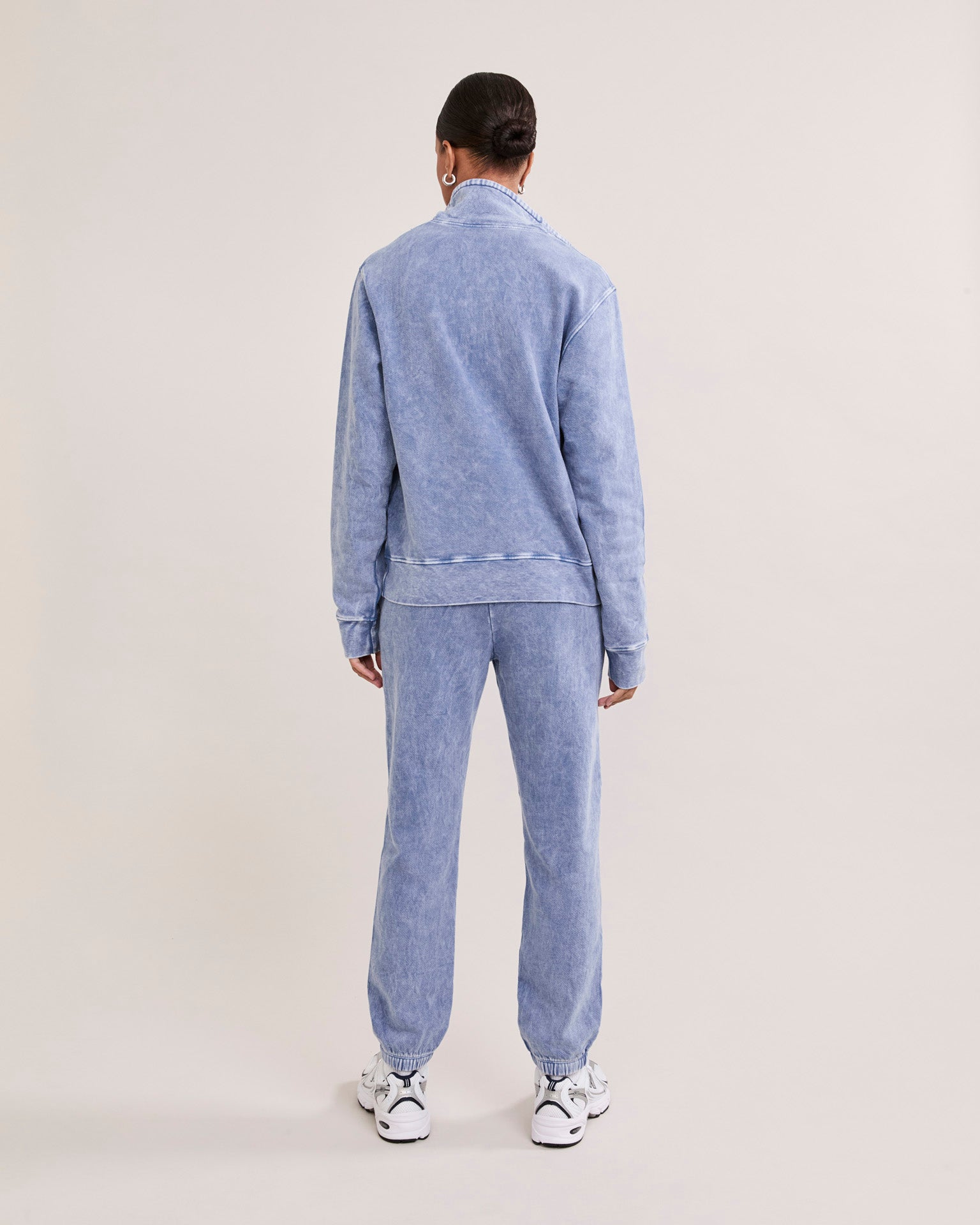 Oxford Unisex Quarter Zip - Blueberry-Maison Wheat-Happy on Main