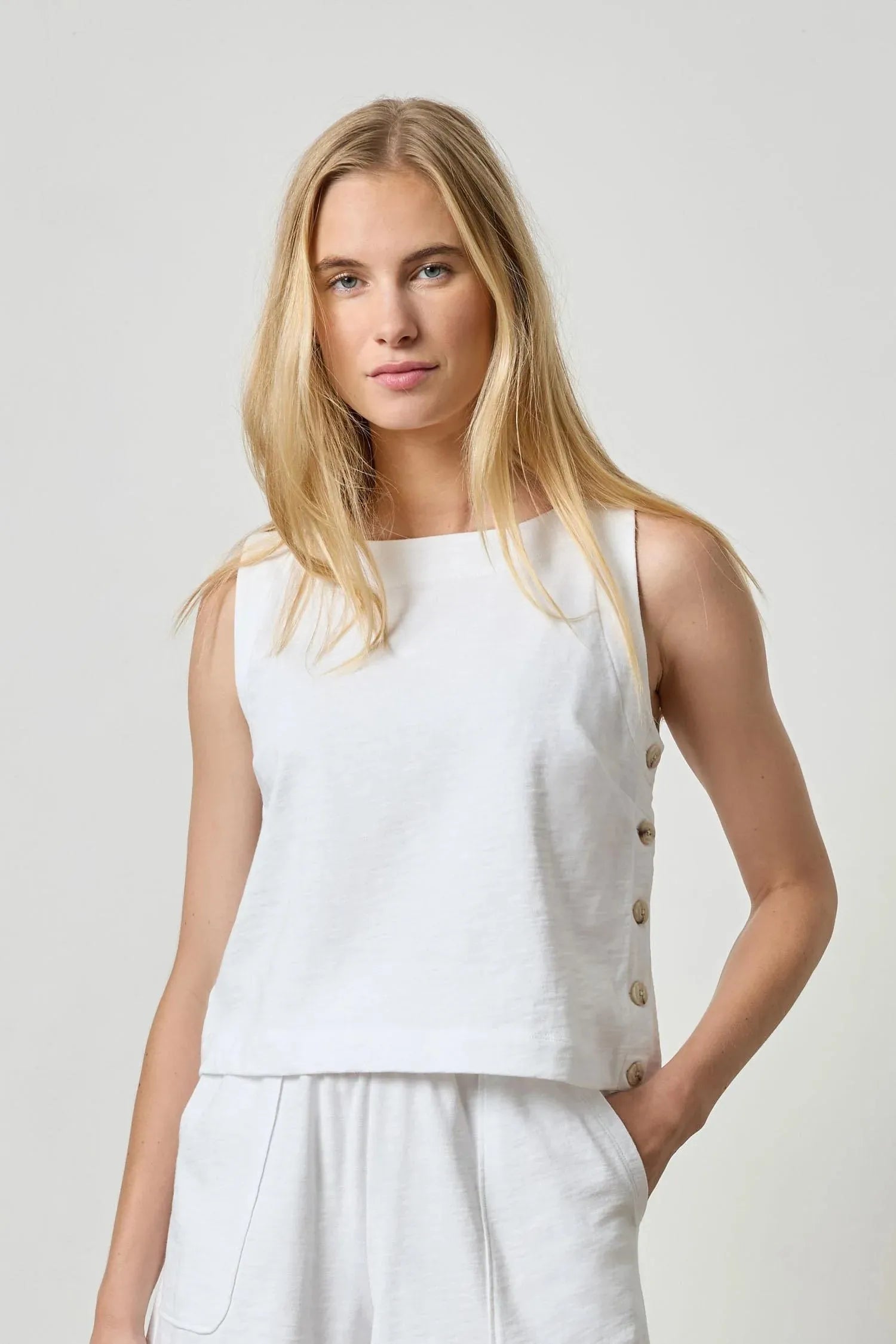 Side Button Tank-Basic Tanks + Tees-Happy on Main