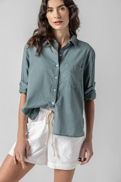 Relaxed Long Sleeve Button Down-Casual Tops-Happy on Main