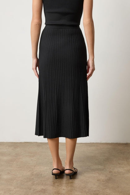 Straight Rib Skirt in Fine Gauge Stretch Knit.