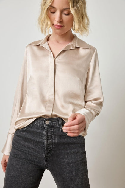 Satin Button Down - Angora-Lilla P-Happy on Main