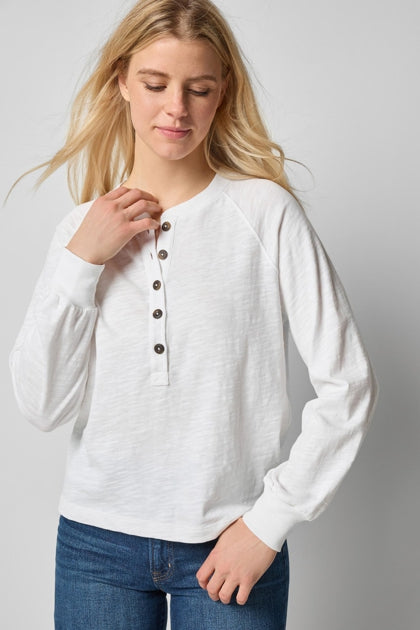 Full Sleeve Henley - White-Lilla P-Happy on Main