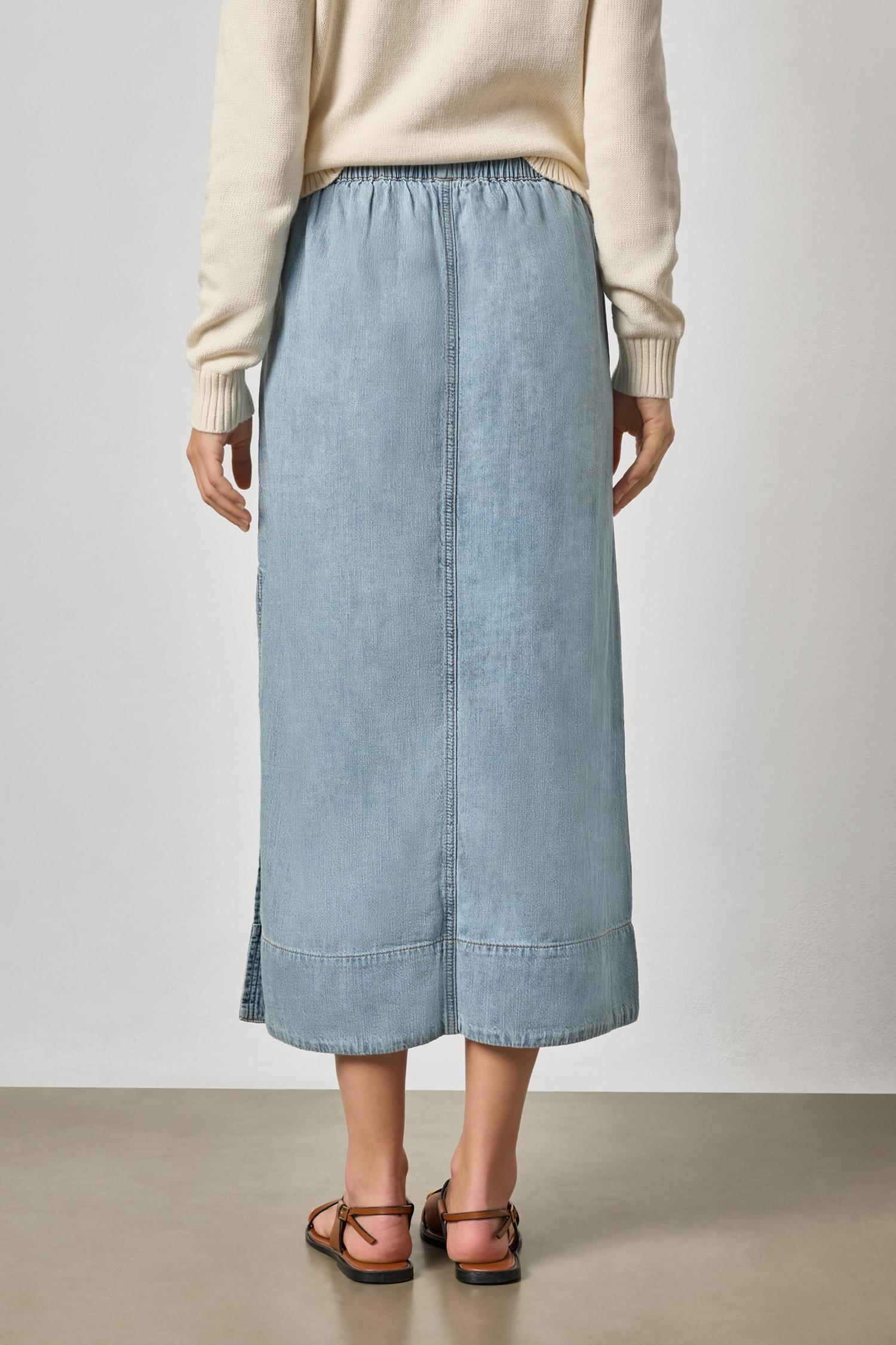 Denim Drawcord Skirt - Blue Wash-Lilla P-Happy on Main