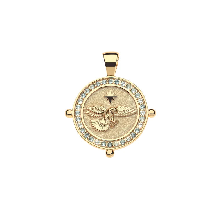 LIMITED EDITION 250TH PROTECT Eagle JW Small Embellished Coin - 16-18" Beaded Satellite Chain-Jane Win-Happy on Main