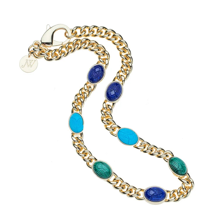Protect Scarab Curb Chain Necklace-Jane Win-Happy on Main