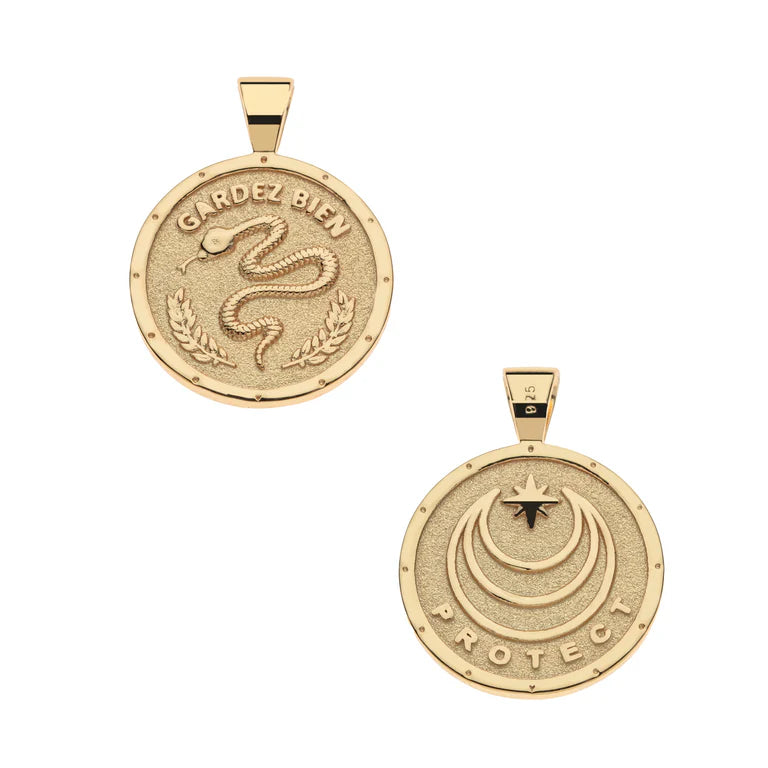 PROTECT JW Small Pendant Coin - 16-18" Classic Rolo Chain-Jane Win-Happy on Main