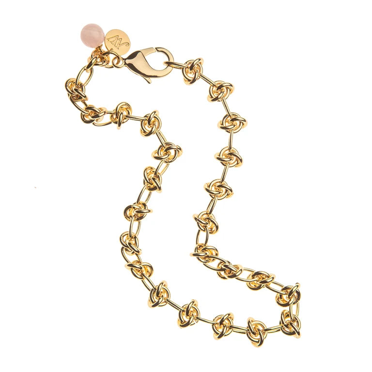In a Knot Chain with Rose Quartz Bead - 16 inches-Jane Win-Happy on Main